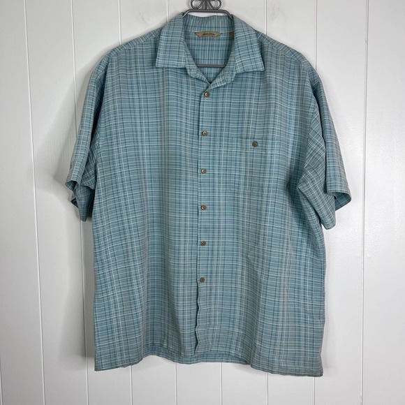Paradise Collection Teal Blue‎ and White Buttondown Casual Shirt SZ XL - Picture 1 of 7